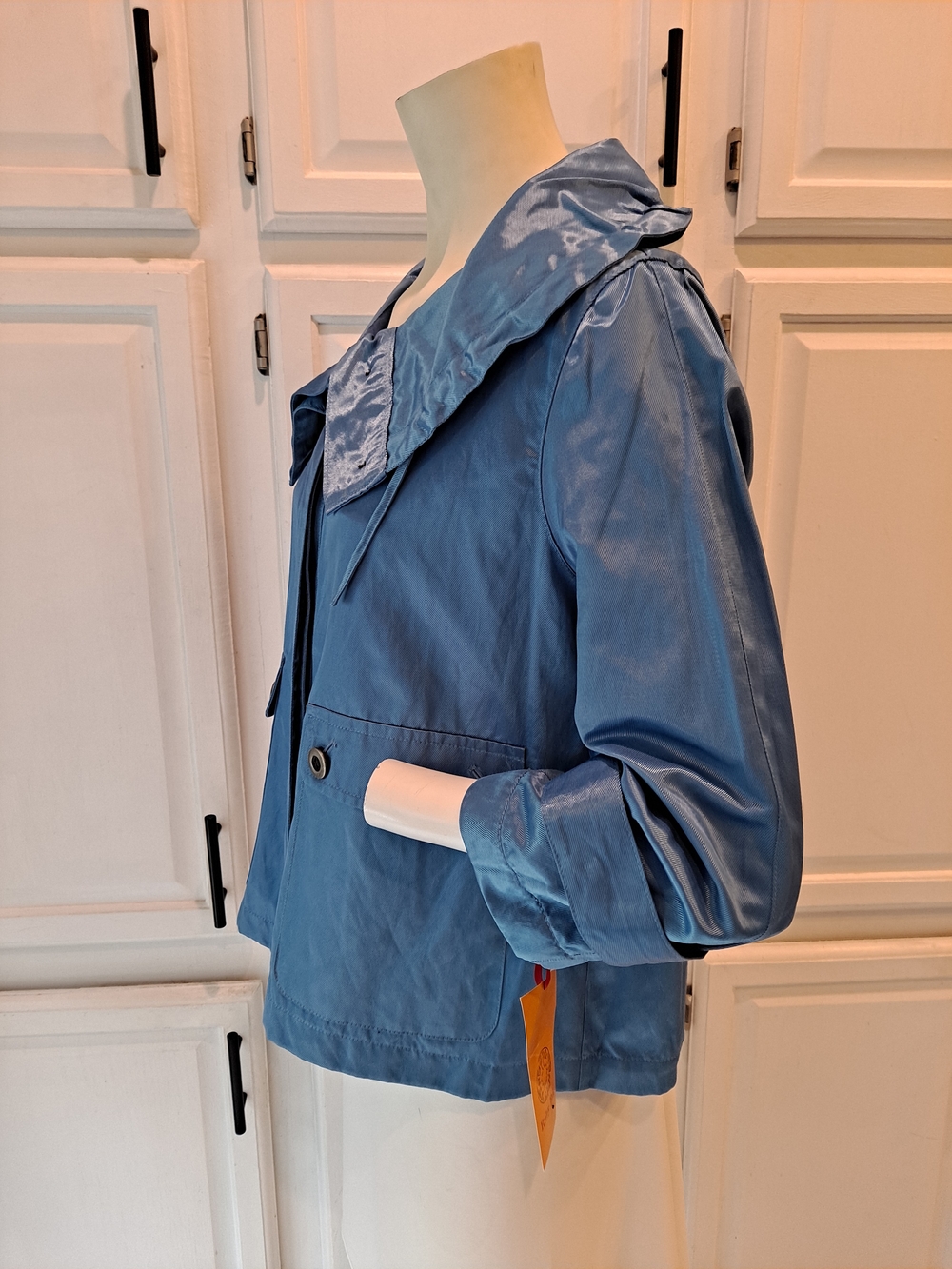 Ruby Rd. Azure Blue Utility Jacket Wide Versatile Drawstring Collar Buttonup NWT - Picture 3 of 11